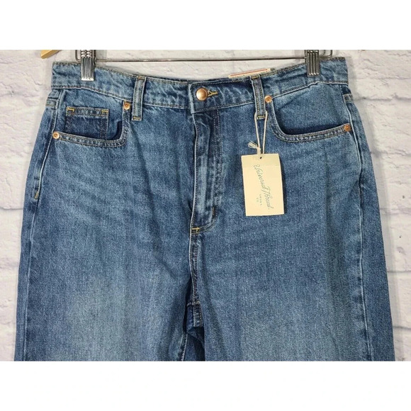 Universal Thread Boyfriend Jeans Women's Size 4 Blue Raw Hem Patchwork Tapered - Picture 3 of 10